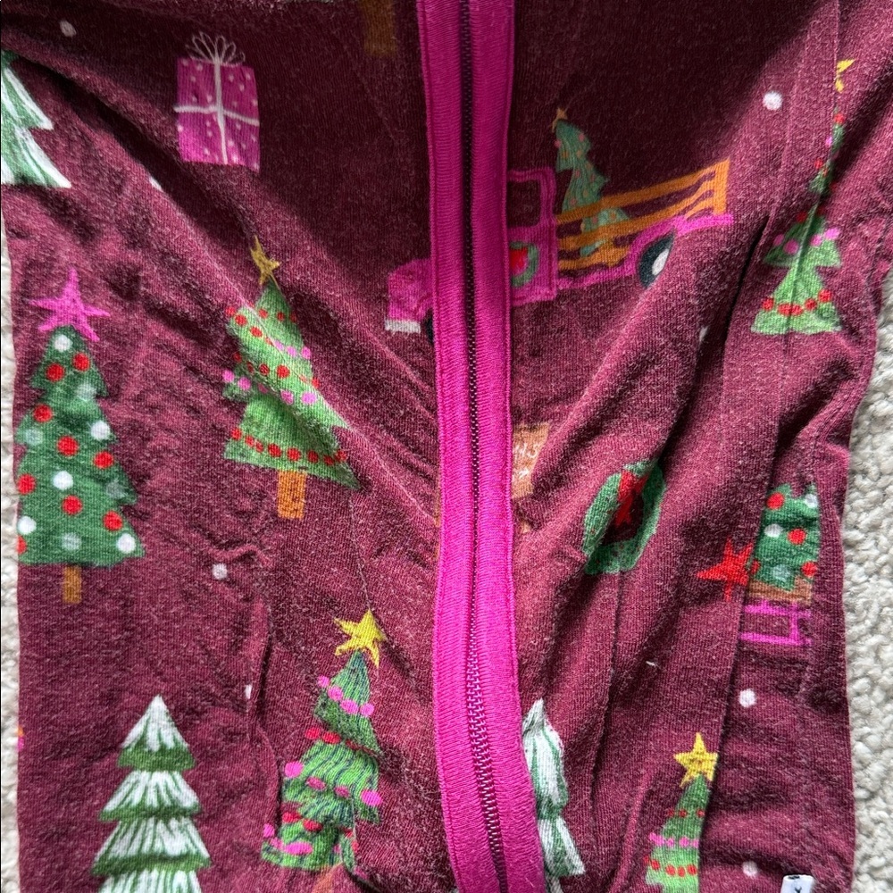Little Sleepies Maroon and Pink Tree Print Footie - Picture 4 of 4